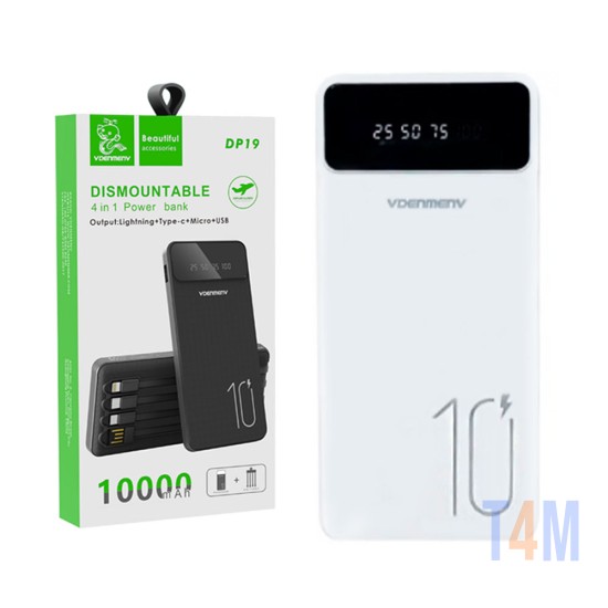 Power Bank Denmen DP19 con 2 USB Portas 2,1A 10000mAh Branco